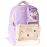 Calacilo Dört Bölmeli Peluşlu K-Pop Lilac Peluş Ayı Aksesuarlı Lila Kız Çocuk Ilkokul Sırt Çantası - C4104