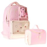 Calacilo Kız Çocuk Ilkokul Sırt Çantası ve Beslenme Seti - K-Pop Pink Pembe Peluş Aksesuarlı Pembe SETCC-C4107B