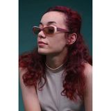 Caldini Çift Renkli Kemik Polarize Retro CS014 C17 Kadın Güneş Gözlüğü - Pembe