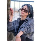 Caldini Desenli Lazer Işlemeli Kemik Polarize Retro CS028 C17 Kadın Güneş Gözlüğü - Kahverengi