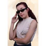 Caldini Siyah Kemik Polarize Retro CS008 C2 Kadın Güneş Gözlüğü - Mat Siyah