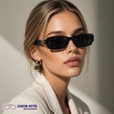 Caldini Siyah Kemik Polarize Retro CS030 C2 Kadın Güneş Gözlüğü - Mat Siyah
