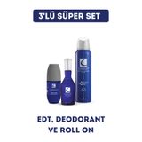 Caldion 3'lü Süper Erkek Parfüm Seti ( 50 ml Edt Parfüm 50 ml Roll On 150 ml Deodorant )