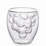 Calessier Borosilikat Çift Cidarlı Üzüm Şekilli Bardak, Isıya Dayanıklı 230 ml Şeffaf Modern Tasarım, Kahve Çay Soğuk İçecek ve Ev Kafe Restoran Sunumları İçin Premium Dekoratif Cam Bardak