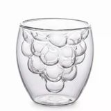 Calessier Borosilikat Çift Cidarlı Üzüm Şekilli Bardak, Isıya Dayanıklı 230 ml Şeffaf Modern Tasarım, Kahve Çay Soğuk İçecek ve Ev Kafe Restoran Sunumları İçin Premium Dekoratif Cam Bardak