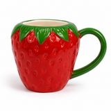 Calessier Çilek Tasarım Seramik Kupa Bardak, Büyük Boy Dekoratif Çilek Desenli Mug Kupa, Kahve, Çay ve Sıcak İçecekler İçin Günlük Kullanıma Uygun Şık Seramik Fincan