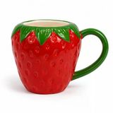 Calessier Çilek Tasarım Seramik Kupa Bardak, Büyük Boy Dekoratif Çilek Desenli Mug Kupa, Kahve, Çay ve Sıcak İçecekler İçin Günlük Kullanıma Uygun Şık Seramik Fincan