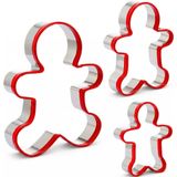 Calessier Gingerbread Adam Kurabiye Kalıbı 3’lü Set, Silikon Kaplı Güvenli Kenar, Paslanmaz Çelik Dayanıklı Kesim Aparatı, Kolay Temizlenir, Kurabiye Şekillendirme İçin Ev Tipi Pasta Hamur Kalıbı