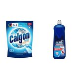 Calgon Power Kir, Pas, Kireç ve Koku Önleyici 4'ü 1 Arada Ultra Konsantre Toz 250 g ve Finish Bulaşık Makinesi Parlatıcı & Kurutucu (1 x 800 ml)