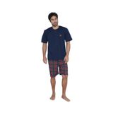 CALİA Erkek Kısa Kol Şortlu Pijama Takımı, Lacivert Kırmızı, 2XL