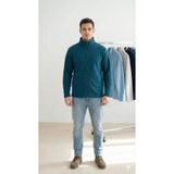CALİA Erkek Petrol Dik Yaka Tam Fermuarlı Fleto Cepli Kışlık Polar Sweatshirt Hırka