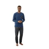 CALİA Erkek Sıfır Yaka Polar Pijama Takımı, Mavi, M Beden