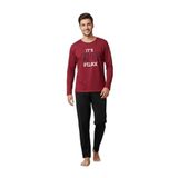 CALİA Erkek Uzun Kol Pijama Takımı, 2 İplik Şardonlu, Kışlık, Bordo, L Beden