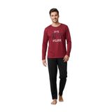 CALİA Erkek Uzun Kol Pijama Takımı, 2 İplik Şardonlu, Kışlık, Bordo, M Beden