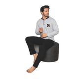 CALİA Erkek Yakası Düğmeli İnterlok Pijama Takımı, Gri Siyah, L Beden