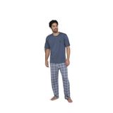 CALİA Erkek Yazlık Kısa Kol Penye Süprem Pijama Takımı, Gri Mavi, M Beden