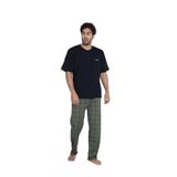 CALİA Erkek Yazlık Kısa Kol Penye Süprem Pijama Takımı, Siyah Haki, L Beden