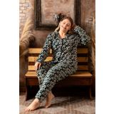 CALİA Kadın Battal Büyük Beden Önden Düğmeli Uzun Kollu Polar Pijama Takımı
