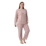 CALİA Kadın Battal Milan Kumaş Pijama Takımı, Uzun Kol, Somon Çiçekli, 2XL Beden
