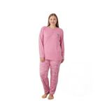 CALİA Kadın Büyük Beden Raporlu İnterlok Kumaş Düğmeli Pijama Takımı, Koyu Pembe, 3XL