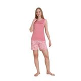 CALİA Kadın Gül Kurusu Kolsuz Şortlu Pijama Takımı, L Beden