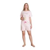 CALİA Kadın Kalpli Kısa Kollu Şortlu Pijama Takımı, Beyaz, 2XL Beden