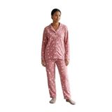 CALİA Kadın Önden Düğmeli Uzun Kollu Polar Peluş Pijama Takımı, Pembe, L