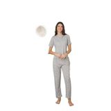 CALİA Kadın Yazlık Kısa Kol Penye Süprem Kumaş Pijama Takımı, Haki Kalpli, S/M
