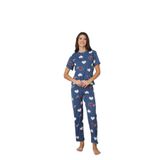 CALİA Kadın Yazlık Kısa Kol Penye Süprem Kumaş Pijama Takımı, Lacivert, 2XL