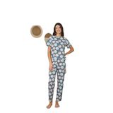 CALİA Kadın Yazlık Kısa Kol Penye Süprem Kumaş Pijama Takımı, Mavi Turuncu, XL