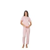 CALİA Kadın Yazlık Kısa Kol Penye Süprem Kumaş Pijama Takımı, Pembe Çizgili, 2XL