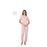 CALİA Kadın Yazlık Kısa Kol Penye Süprem Kumaş Pijama Takımı, Pembe Çizgili, L Beden