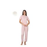 CALİA Kadın Yazlık Kısa Kol Penye Süprem Kumaş Pijama Takımı, Pembe Çizgili, XL