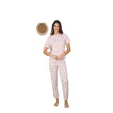 CALİA Kadın Yazlık Kısa Kol Penye Süprem Kumaş Pijama Takımı, Pembe Kalpli, 2XL