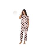CALİA Kadın Yazlık Kısa Kol Penye Süprem Kumaş Pijama Takımı, Pembe Puanlı, S/M Beden