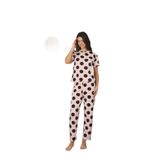 CALİA Kadın Yazlık Kısa Kol Penye Süprem Kumaş Pijama Takımı, Pembe Puanlı, XL