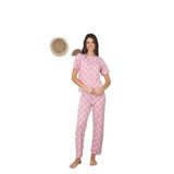 CALİA Kadın Yazlık Kısa Kol Penye Süprem Kumaş Pijama Takımı, Pembe, S/M