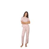 CALİA Kadın Yazlık Kısa Kol Penye Süprem Kumaş Pijama Takımı, Pudra, L Beden