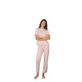 CALİA Kadın Yazlık Kısa Kol Penye Süprem Kumaş Pijama Takımı, Pudra, S/M