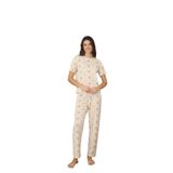 CALİA Kadın Yazlık Kısa Kol Penye Süprem Kumaş Pijama Takımı, Sarı Yıldızlı, L Beden