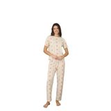 CALİA Kadın Yazlık Kısa Kol Penye Süprem Kumaş Pijama Takımı, Sarı Yıldızlı, XL