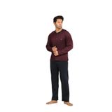 CALİA Kışlık Erkek Interlok Yaka Düğmeli Uzun Kollu Pijama Takımı, Bordo, 2XL
