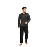 CALİA Kışlık Erkek Interlok Yaka Düğmeli Uzun Kollu Pijama Takımı, Çizgili, XL