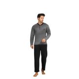 CALİA Kışlık Erkek Interlok Yaka Düğmeli Uzun Kollu Pijama Takımı, Gri, 2XL