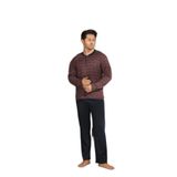 CALİA Kışlık Erkek Interlok Yaka Düğmeli Uzun Kollu Pijama Takımı, Kiremit, 2XL