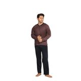 CALİA Kışlık Erkek Interlok Yaka Düğmeli Uzun Kollu Pijama Takımı, Kiremit