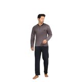 CALİA Kışlık Erkek Interlok Yaka Düğmeli Uzun Kollu Pijama Takımı, Lacivert