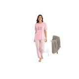 CALİA Milan Örme Kısa Kol Kadın Pijama Takımı, Pembe, L Beden