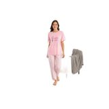 CALİA Milan Örme Kısa Kol Kadın Pijama Takımı, Pembe, S/M
