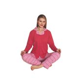 CALİA Önden Düğmeli Gömlek Model Kadın Pijama Takımı, Fuşya Çizgili, XL Beden